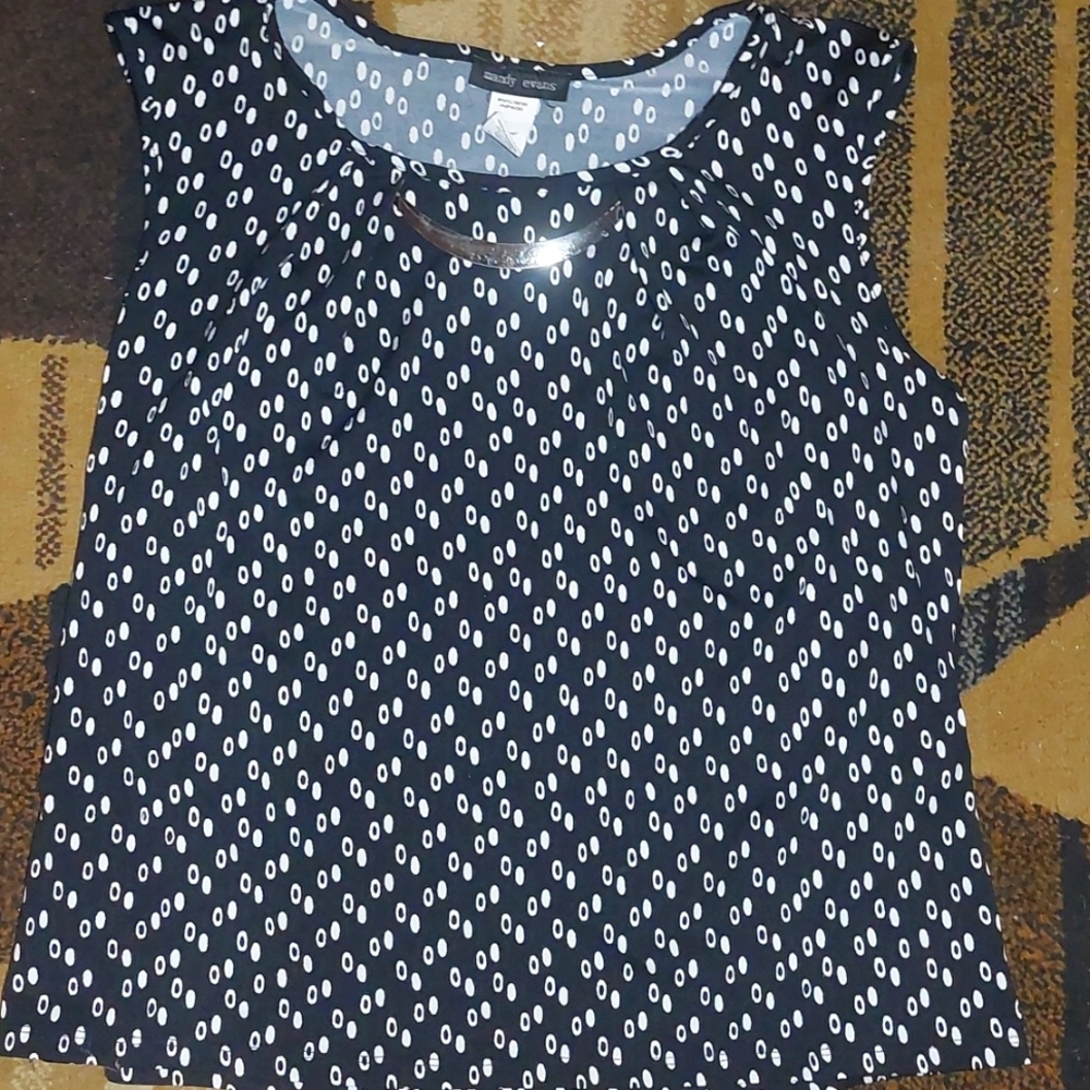 Mandy Evans black and white short sleeve with metal accent